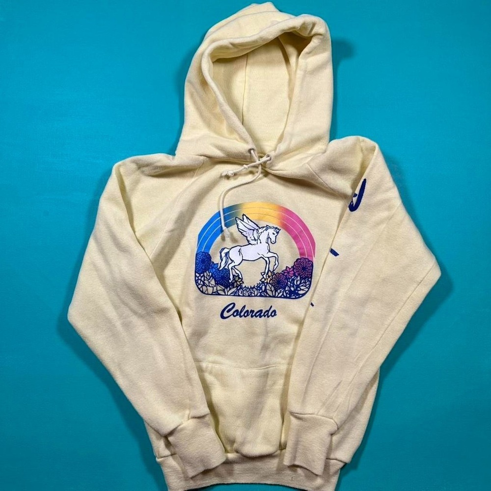 Vintage 80s Colorado unicorn hoodie youth large kids 1980s Breckenridge hoodie